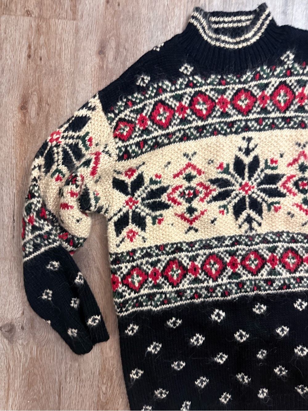 Vintage Croft & Barrow Fair Isle Nordic Mock Neck Sweater XL Wool Blend - Picture 6 of 14